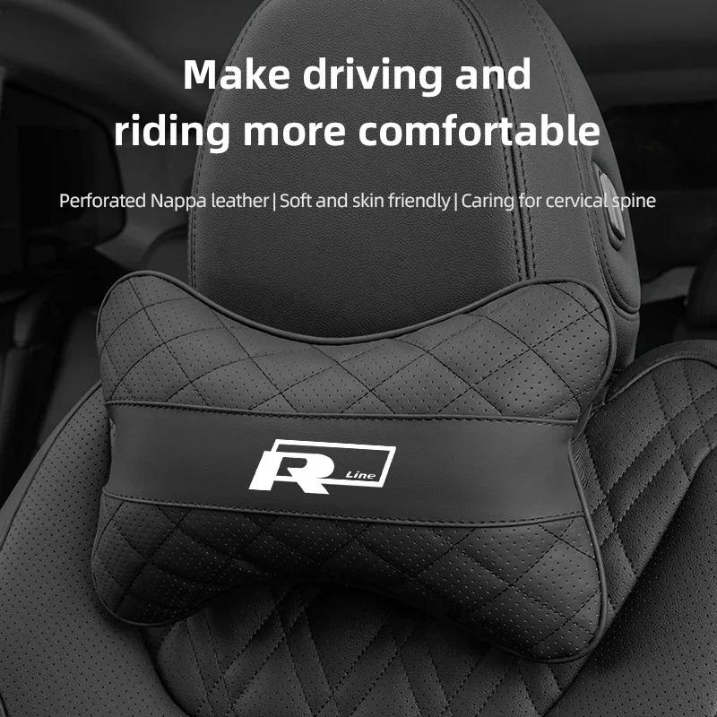 High Quality Leather Car Seat Headrest Ergonomic Neck Pillow For VW R Line Polo Tiguan Touran Golf Passat GTI Jetta Transporter Fx5