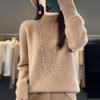 Women's Cashmere Wool Pullover: Half-High Neck, Loose Fit, Korean Style Knit Base Layer for Autumn/Winter