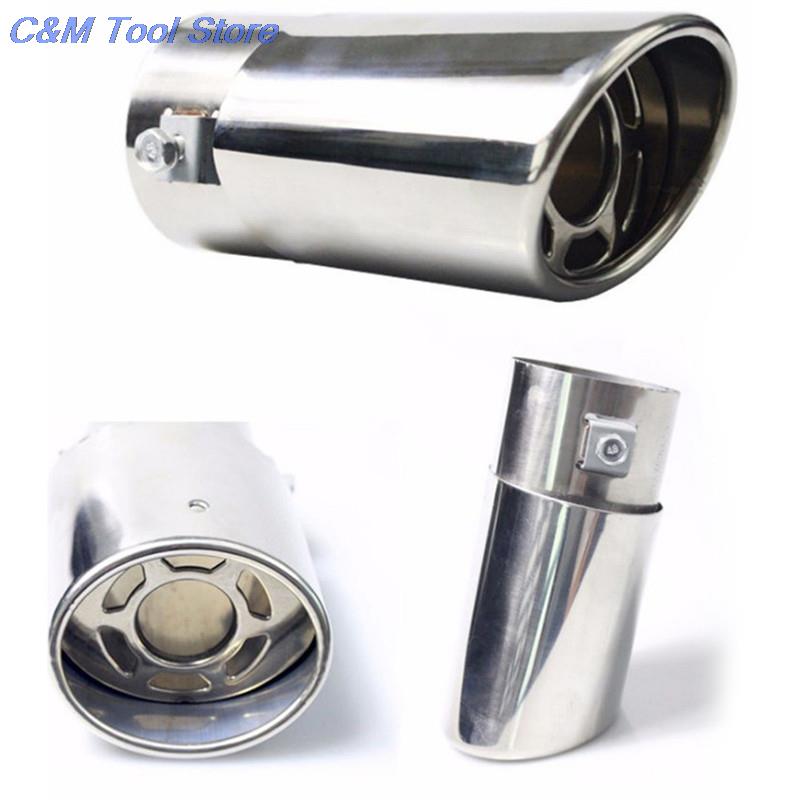 1pc Chrome Trim Modified Car Liner Pipe Stainless Steel Car Exhaust Muffler Tip Pipe  Exhaust System