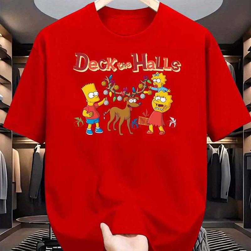 

2025-26 The Simpsons Unisex s Street T-shirt Sweatshirt with Christmas Homer Print Pattern New Trendy 100% cotton printed T-shirt S