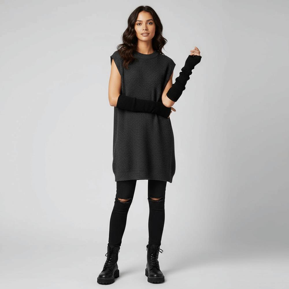 Knitted Fingerless Long Gloves Long Sleeve Elbow Mitten Y2K Arm Sleeve Gloves for Women Girls