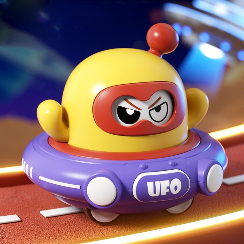 Cartoon-style Double-pull Back Space Saucer Toy, No Batteries Required, Just Pull And Release, Fun Face-changing Saucer Toy