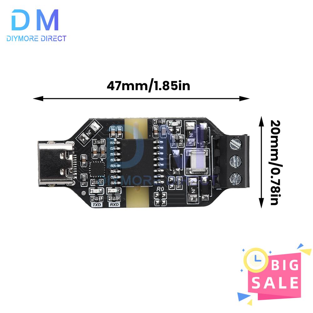 CH343P High Speed USB to RS485 Isolated Converter 6Mbps Industrial Grade Anti-interference Serial Port Module 3.3V/5V Type-C