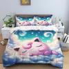 New Pokémon Jigglypuff print three-piece bedding set, including 1 duvet cover and 2 pillowcases, suitable for adults and childre