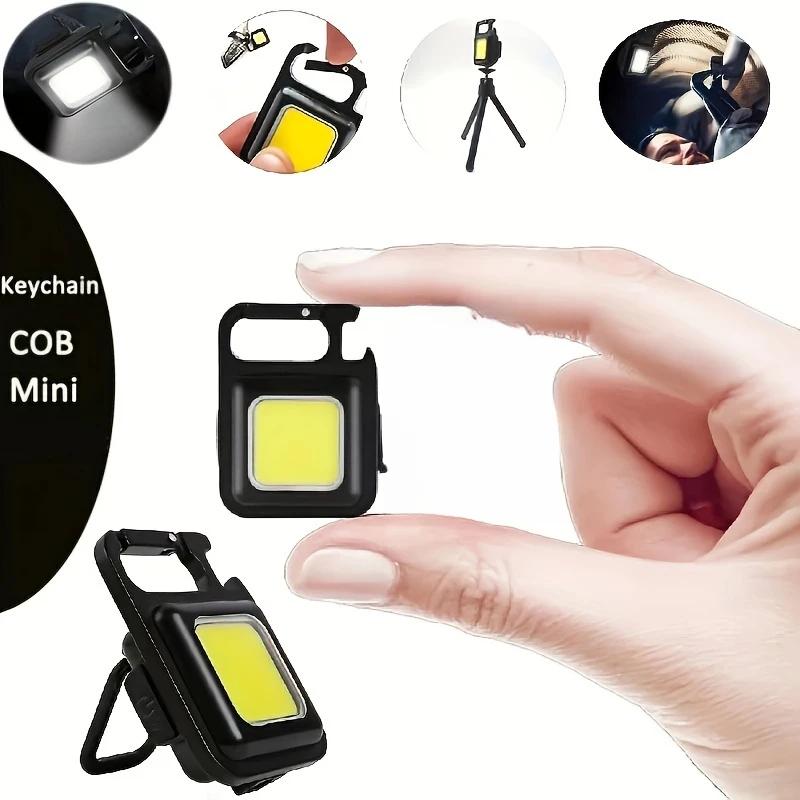 Portable LED Flashlight Mini Rechargeable Multifunctional Work Light Keychain Small Pocket Lights for Car Lighting