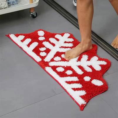 Vikama Red Christmas Snowflake Imitation Cashmere Carpet Semi-Circular Winter Non-Slip Bathroom Mat Home Decor Welcome Doormat