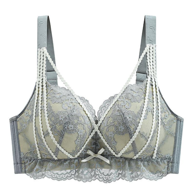Adjustable Underwear for Women's Gathering Anti Sagging Summer Bra Thin Full Cup Plus Size Bra