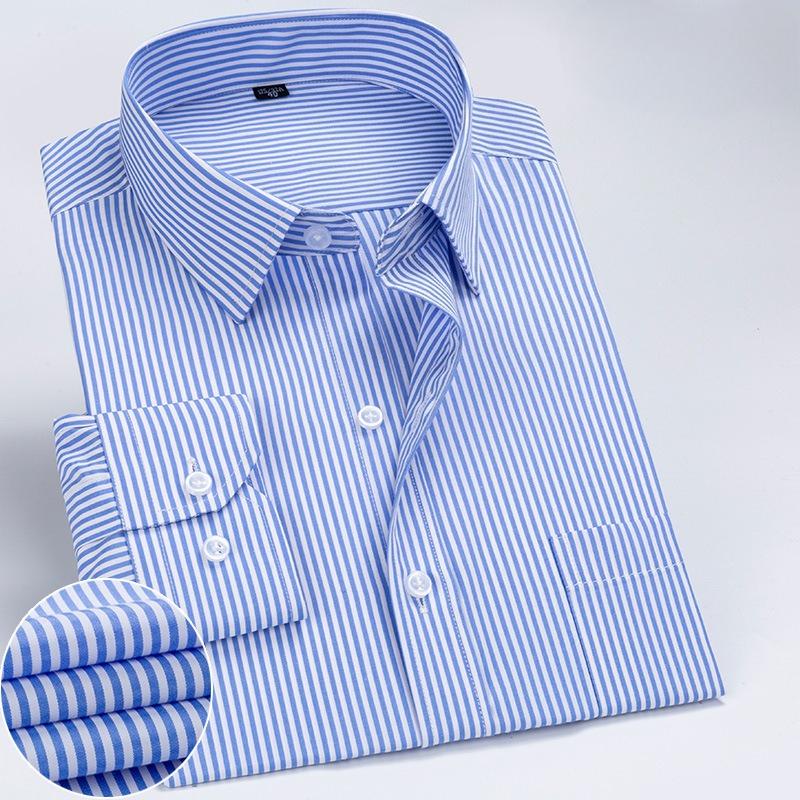 Men's Plus Size Striped Shirt Classic Conventional Version of Casual Long-sleeved Male Clothes