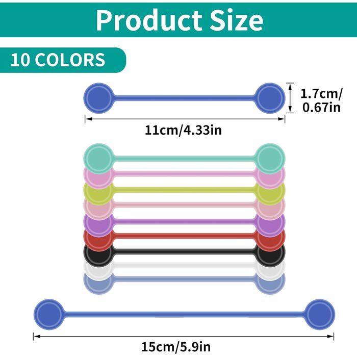 Lusofie 10 Pièces Attaches de Câble Magnétiques Organisateur de Clips de Câble en Silicone Attaches de Câble Réutilisables Gesti170