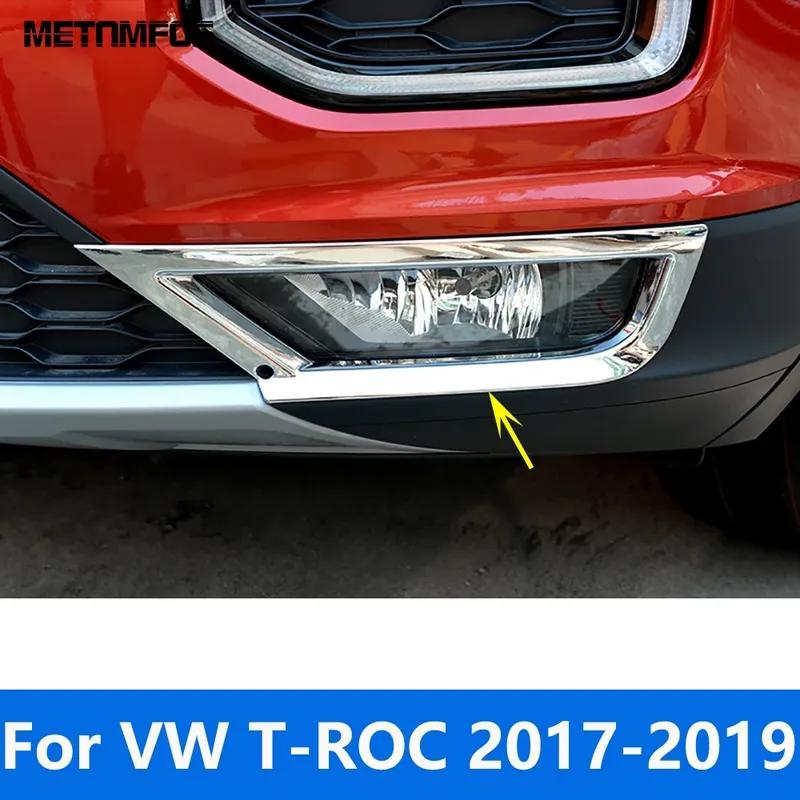 For Volkswagen VW T-ROC TROC 2017 2018 Chrome Front Fog Lamp Light Cover Trim Foglight Decoration Accessories Car Styling