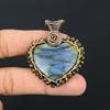 Heart Shape Labradorite Gemstone Handmade Copper Wire Wrap Jewelry Pendant For Women