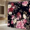 Black Background Rose Floral Shower Curtain Machine Washable All Season Waterproof Privacy Protection Elegant Design Romantic