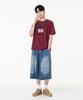 MOZMOZ Two Eight Pigment Crop Short Sleeve T-Shirt Burgundy