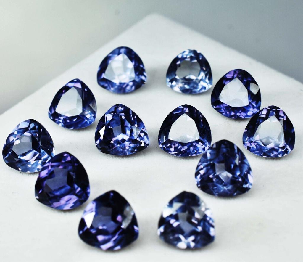 12 Pcs Natural Alexandrite Gemstone Color Change Trillion Lot 96 Ct CERTIFIED Ssr-873658