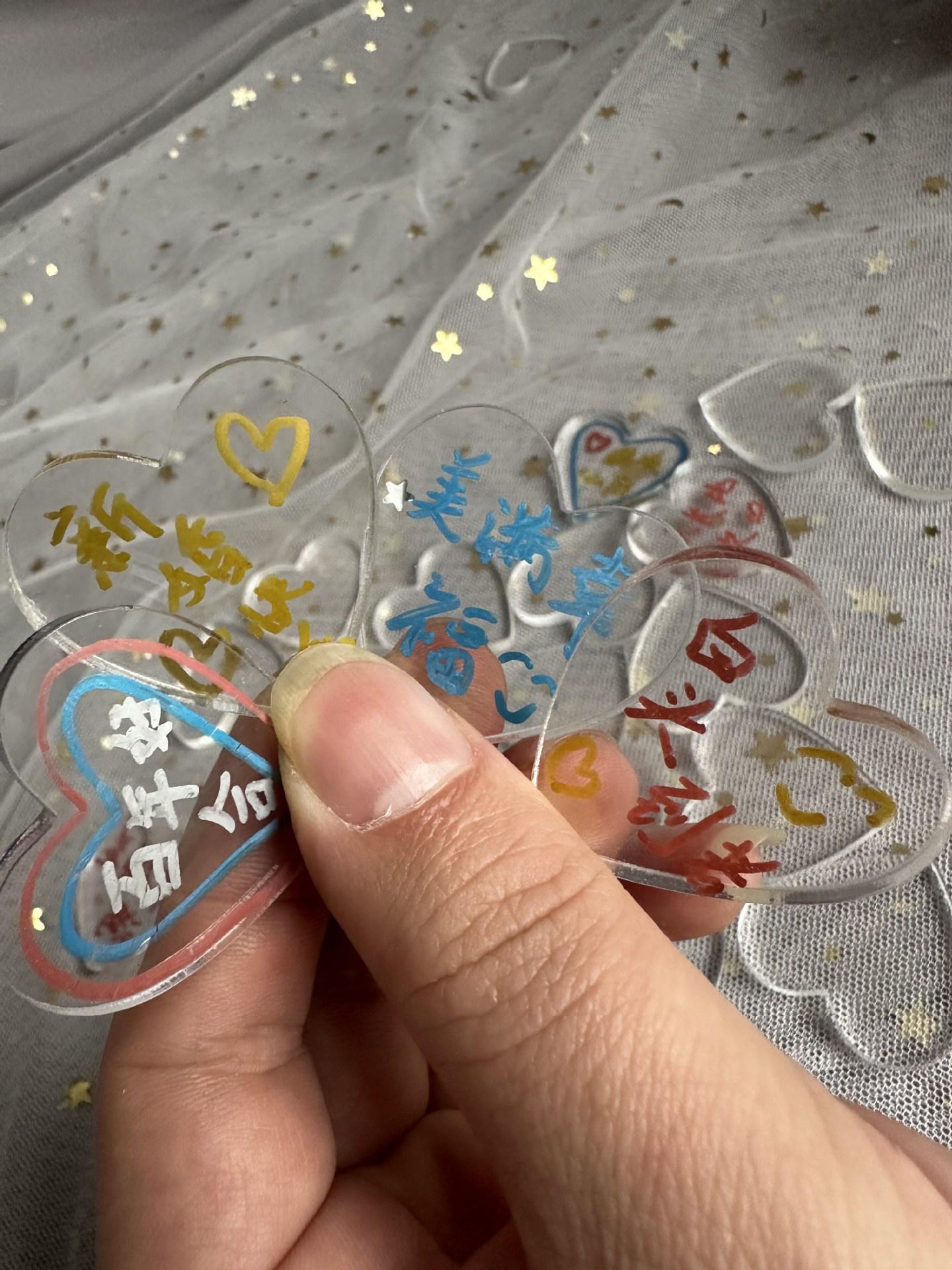 Heart-Shaped Transparent Wedding Guest Book for Signatures - DIY Wedding, Birthday, and Class Reunion Graffiti Material 3cm Transparent Heart x10 (3.7mm thick)