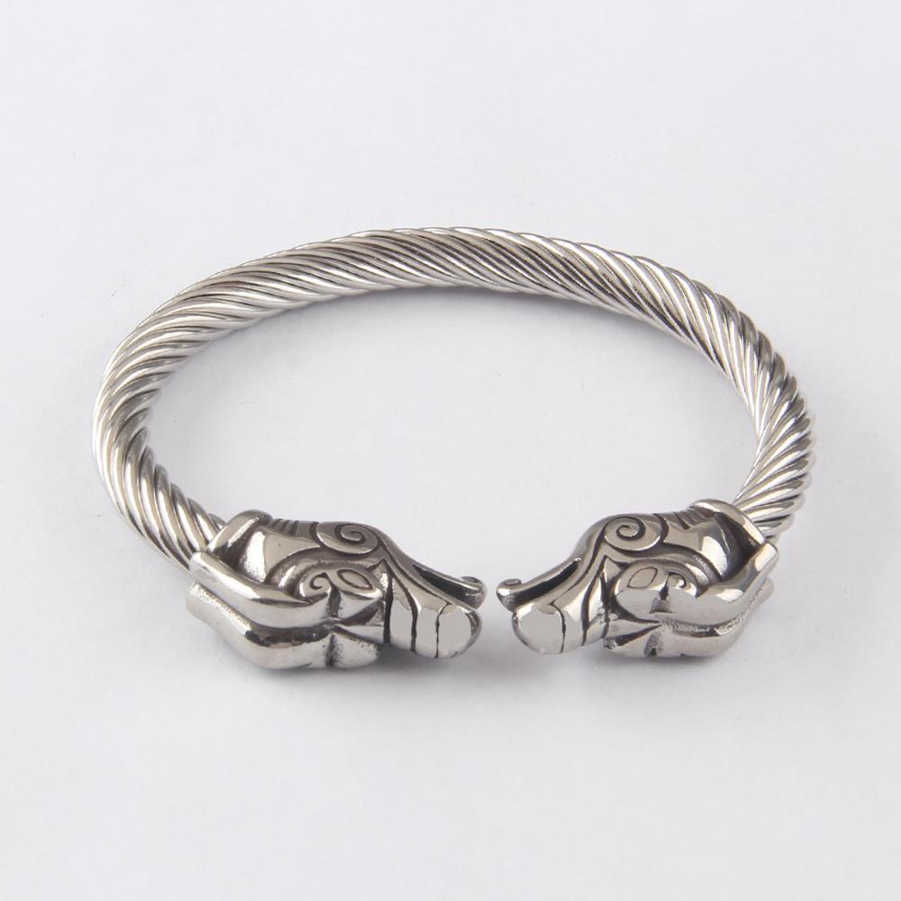 

Европейский и американский скандинавский викинг, необычный кран из нержавеющей стали, регулируемый, цельный браслет из нержавеющей стали серебряный