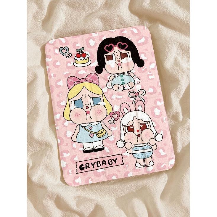 Pink leopard print crying baby iPad tablet A16 protective case 10/9/8 generation pro 11inch air6/7 protective cover cute