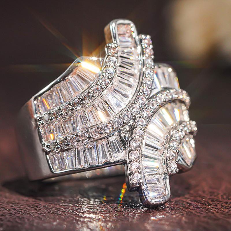 925 Sterling Silver Gorgeous Wide Band Rings for Women Full Dazzling AA Cubic Zirconia Luxury Bridal Wedding Rings Jewelry GiftsGood product