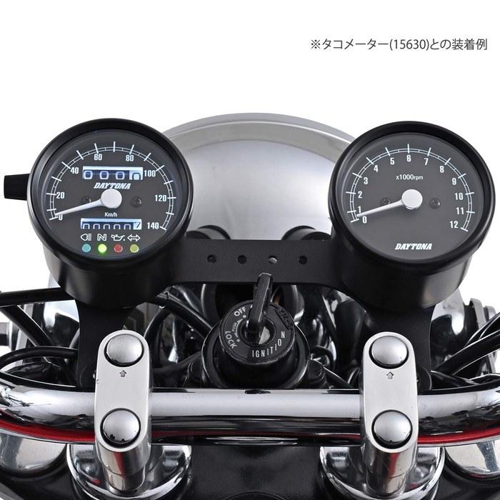 Daytona Motorcycle Mechanical Speedometer Black Body/Black Panel/White LED 60 140km/h with Indicator 15626 (x 1)