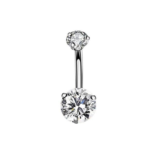 Bauchnabelringe mit roten CZ-Kristallen, 14 g, Edelstahl, glänzender Zirkon, Tropfen, baumelnd, Bauchnabelpiercing-Schmuck für Frauen, Strand-Nabelringe
