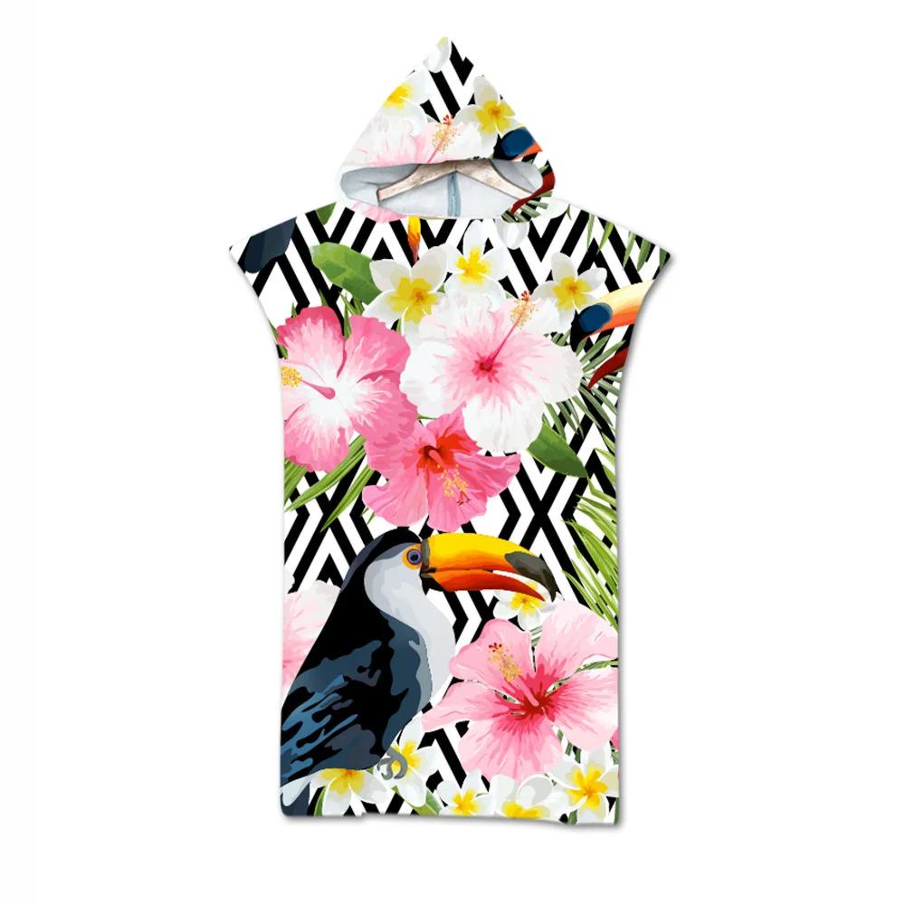 Toalla de Playa de Moda de Verano Microfibra Secado Rápido Capa Grande con Capucha Poncho de Animales de Dibujos Animados para Adultos Bata de Baño para Nadar Surf Toalla de Baño