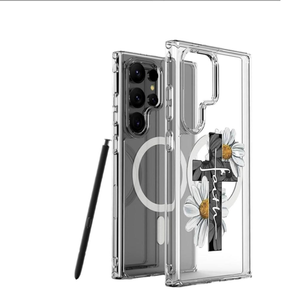 Daisy Magnetic Transparent Full Coverage Case for iPhone 15/16/17 Pro Max