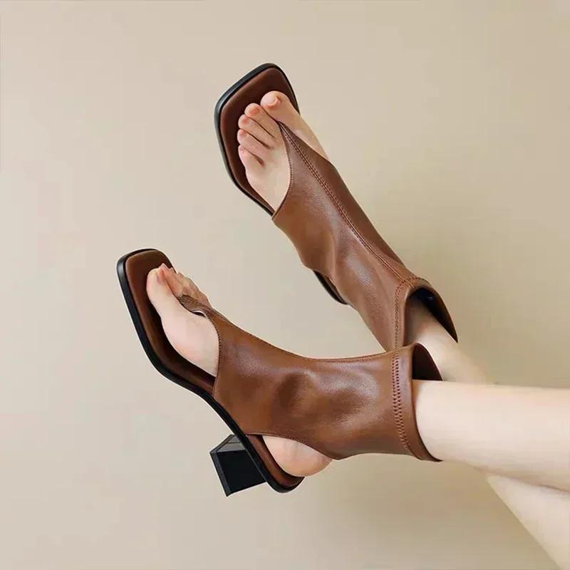 Fashion Mid Heels Sexy Women's Sandals Clip Toe Designer Elegant Heels Shoes 2025 Fad Summer Trend Party Shoes Pumps New Mujer Zapatos