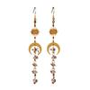 Fashionable Asymmetrical Crystal Tassel Dangle Earrings with Moonstone