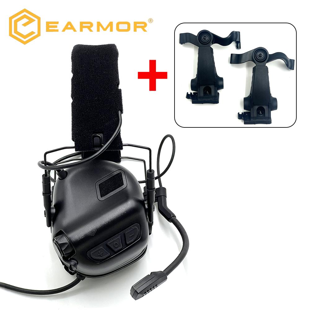 NEW EARMOR M11 SE Tactical Communication Headset Electronic Shooting Earmuffs Anti-Noise Headphones & M16A ARC Helmet Adapter