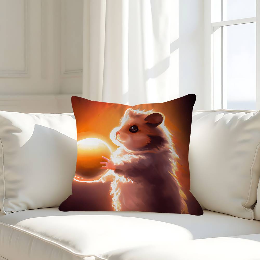 

Cute Hamster Pillow Case Removable Washable Cushion Cover – All-Season Soft Linen 16x16Inch