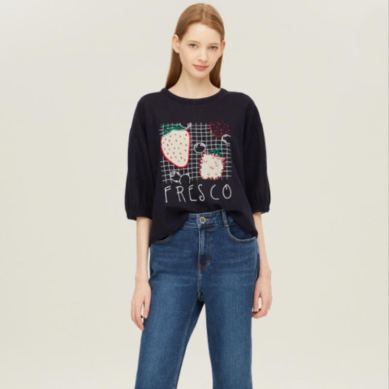 Benetton Tricot Benetton Mânecă Volum Căpșună Bakpa8531