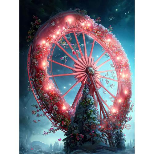 Fantasy Flower Diamantový obraz Růže Ruské kolo Diamantové vyšívání Plný vrták Čtverec kamínků Nástěnné umění Ruční práce S466