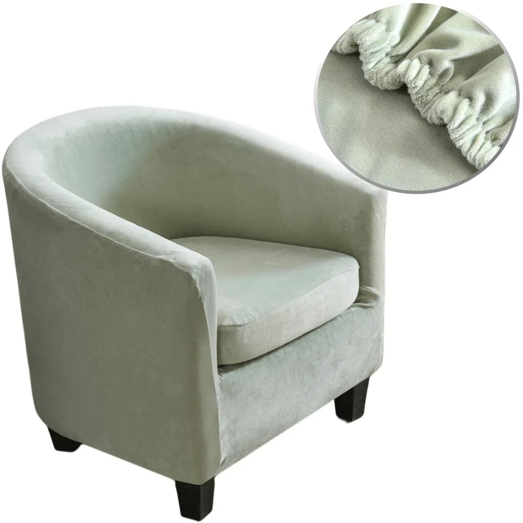Plush Velvet Tub Chair Covers Club Chair Slipcover Cushion Cover 2-Piece Stretch Soft Washable Armchair Sofa Furniture Protector