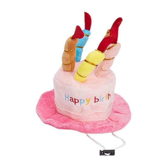 Chapeau d'Anniversaire pour Animal de Compagnie Mignon Gâteau d'Anniversaire Chien Chapeau Peluche Réglable Chapeau d'Anniversaire pour Petits Chiens Moyens Chats Accessoire de Fête