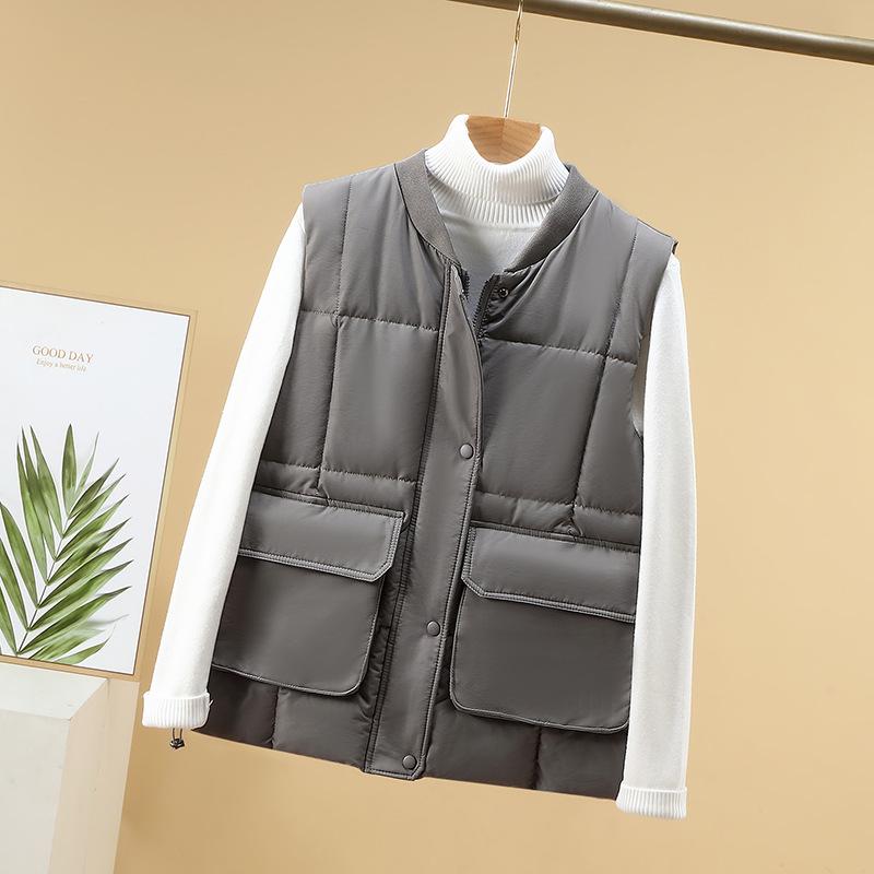 Ženy Podzim Zima Pevné Tlusté Outwear Vesta Bavlna Vycpaný Stojáček Límec Bunda Bez rukávů Kabát Vesta