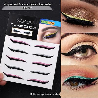 5 Pairs Self-Adhesive Eyeshadow and Double Eyelid Stickers for Stage, Party, Nightclub Makeup - European & American Style with Shimmer Eyeliner
