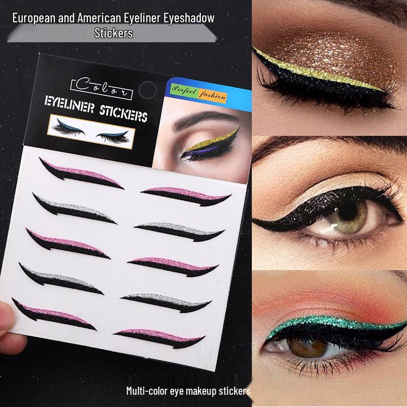 5 Pairs Self-Adhesive Eyeshadow and Double Eyelid Stickers for Stage, Party, Nightclub Makeup - European & American Style with Shimmer Eyeliner