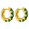 Emerald Green Crystal Gold Hoop Earrings - Vintage Ear Cuffs & Studs for Women