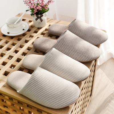 Mode Japanischer Stil Stumme Hausschuhe Damen Herren Zuhause Baumwollhausschuhe Atmungsaktives Gewebe Paar Frühling Sommer Schuhe Wildledersohle Damen Pantoletten