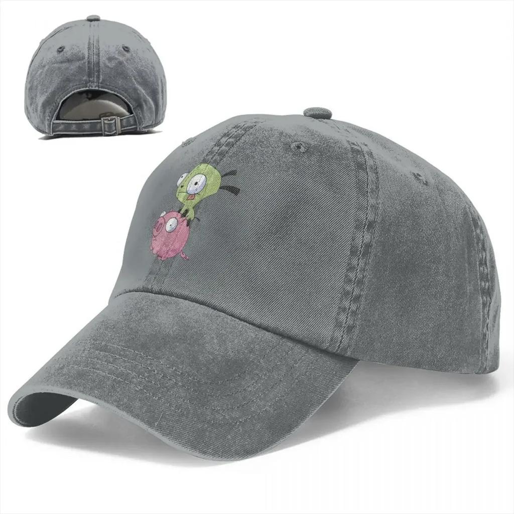 2026 Gir Riding A Pig Invader Zim Merch Unisex Baseball Cap Distressed Cotton Hats Cap Vintage Outdoor Summer Cap