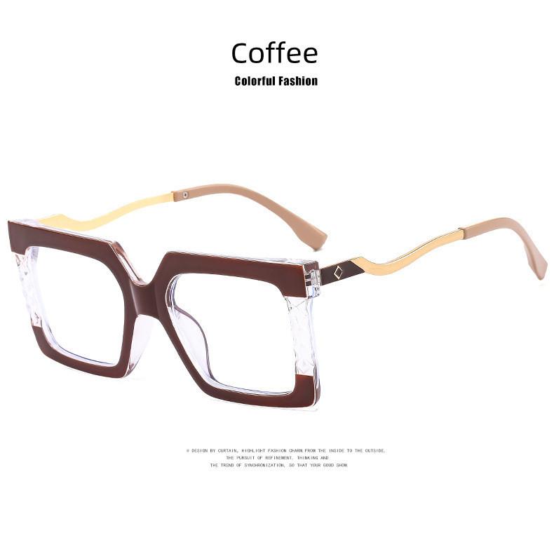 

Premium Style Stylish Oversize Square Shaped Patchwork Color Women Frame Light Color Changing Blue Light Blocking Light PC Screen Reading Glasses 2