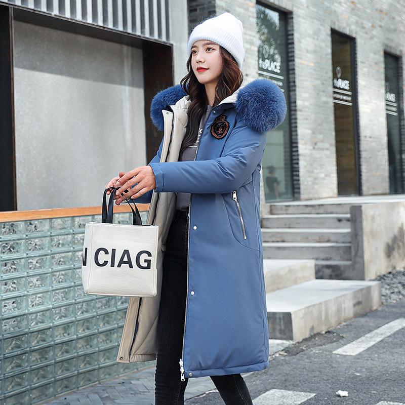 

Женское зимнее пальто с капюшоном из искусственного меха, утолщенный плащ из полиэстера, парка в корейском стиле, однотонный повседневный домашний топ для взрослых M