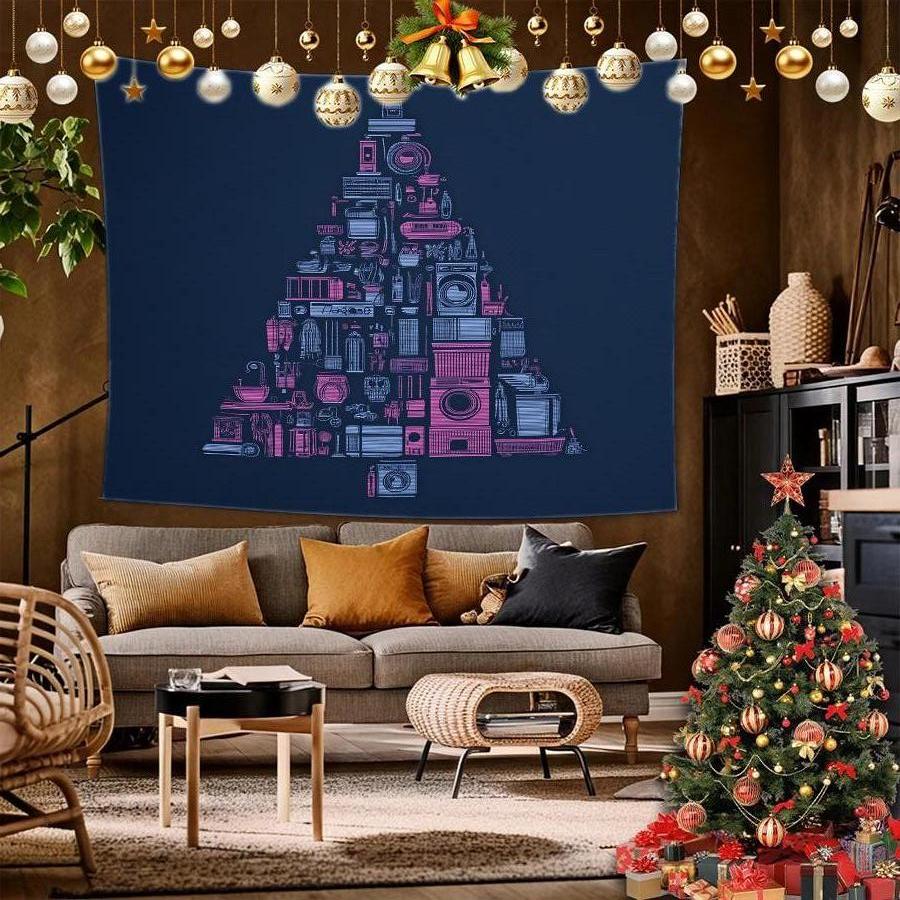 Christmas Tapestry Pattern Background Cloth Hanging Cloth Bedroom Bedside Decorative Wall Cloth Rental Dormitory Tapestry