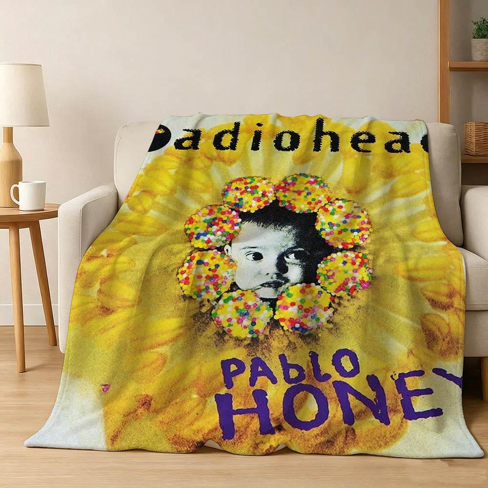 Singer R-RadioheadS-d Band Ok Computer Flannel Blanket Soft Throw Blanket Art For Home Decor Bedroom Bed Sofa Picnic Fans Gifts