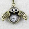 Retro Owl Shape Pendant Analog Pocket Watch Chain Necklace Unisex Jewelry Gift