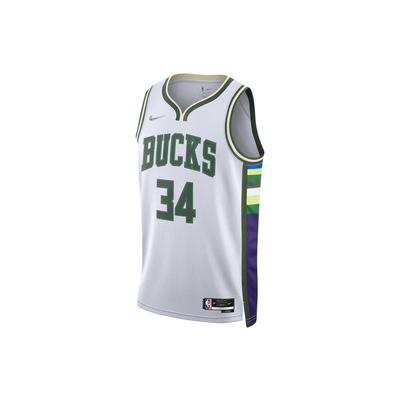NBA Bucks Edición de Ciudad Giannis 34 Dri-FIT Swingman Camiseta Blanca Hombre Streetwear DB4035-100