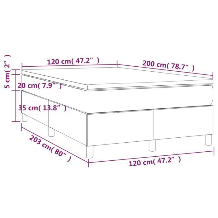 3144407 vidaXL Lit à sommier tapissier avec matelas Gris clair 120x200cm Tissu