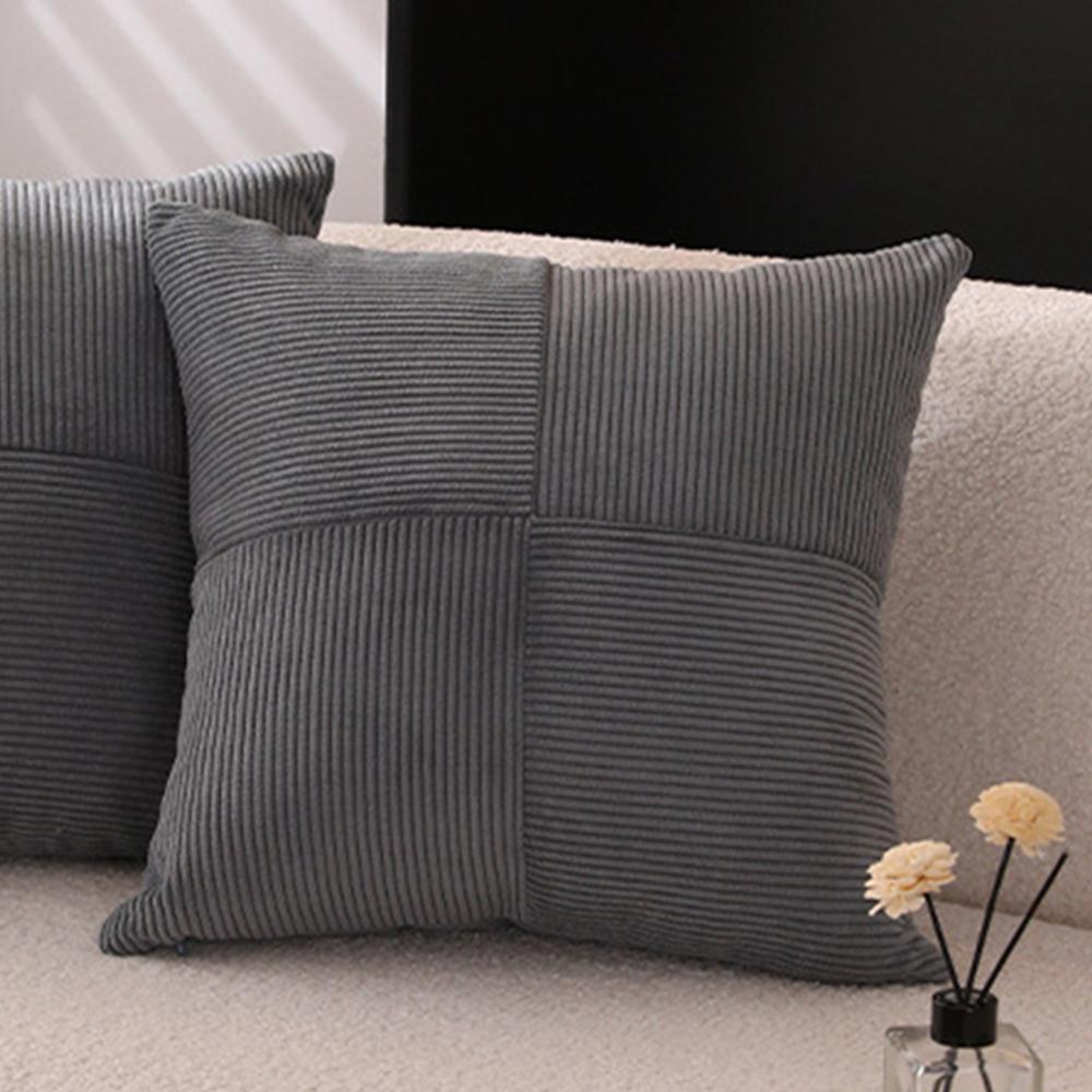 

Corduroy Striped Square Cushion Covers Simple Solid Color Pillowcase Cross Patchwork Textured Cushion Case Sofa Home Decor