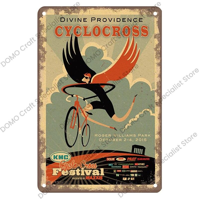 Hisun Tin Sign Vintage Bicycle Poster Metal Signs Plaque Retro Bike Cyclocross Metal Plate Tin Sign Garage House Wall Decor Xcm