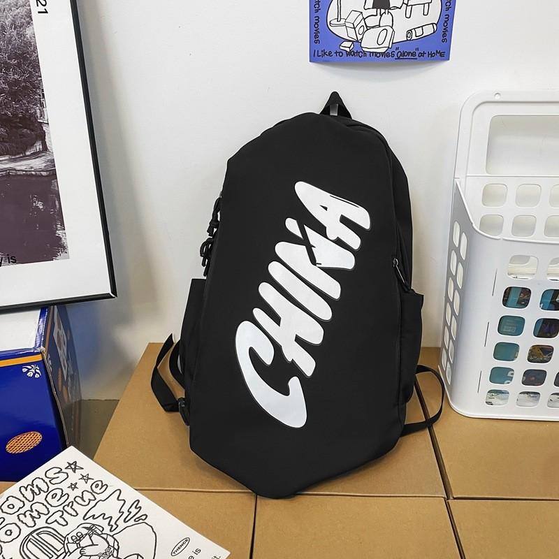 Simplified Letter Print Student Large Capacity Casual Backpack School For